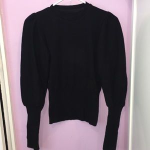 Black Sweater Top Bishop Sleeves Brand New